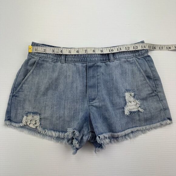 Aerie Jean Shorts Blue Distressed Lace Pull On Denim Small Elastic Waist - Picture 7 of 9
